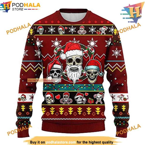 Skull Santa Hat Ugly Christmas 3D Sweater, Great Gift For Christmas Sweater