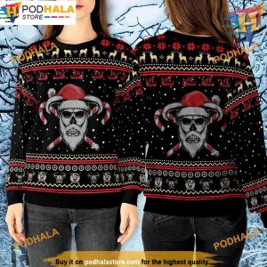 Skull Santa Ugly Christmas 3D Sweater, Funny Womens Christmas Sweater