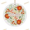 Slava Ukraini Glory to Ukraine Ornament, Beautiful Ukrainian Christmas Ceramic