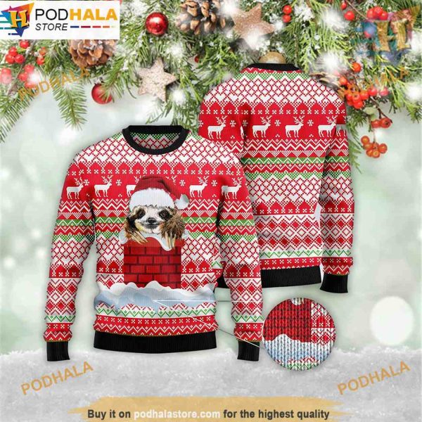 Sloth Chimney Tis The Season 3D Sweater, Funny Xmas Gifts