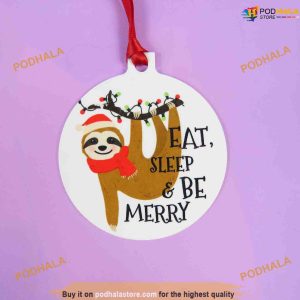Sloth Christmas Decoration, Eat Sleep Be Merry, Family Christmas Ornaments