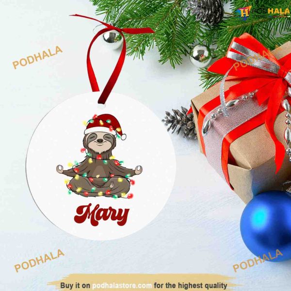 Sloth Christmas Ornament, Personalized Family Tree Decoration