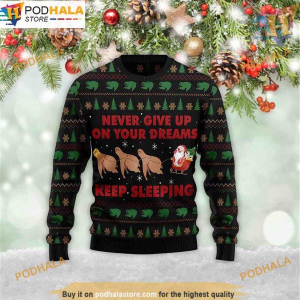 Sloth Keep Sleeping 3D Christmas Sweater, Funny Sweater