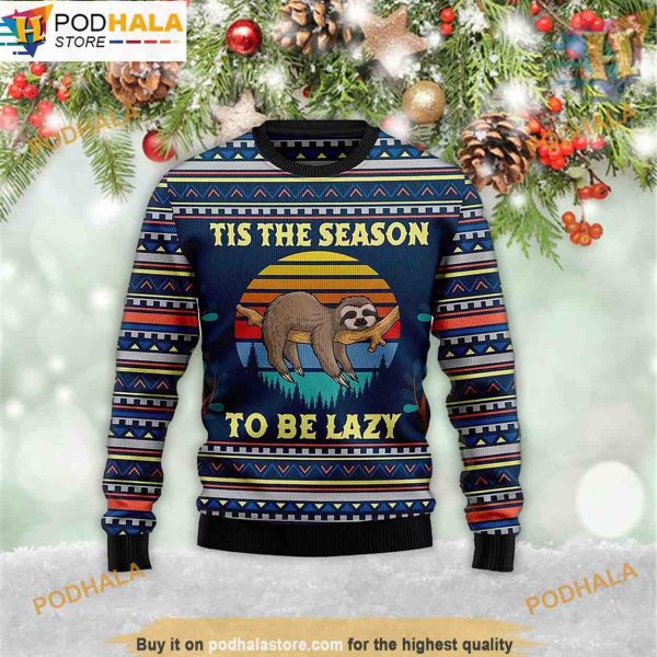 Sloth Tis The Season 3D Ugly Sweater, Funny Sweater