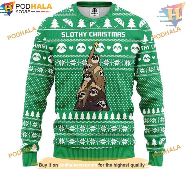 Sloth Tree Ugly Christmas Sweater, Friends Christmas Sweater