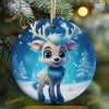 Snow Reindeer Sublimation Ornament, Family Christmas Ornaments