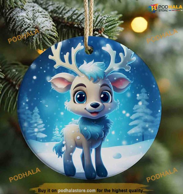 Snow Reindeer Sublimation Ornament, Family Christmas Ornaments