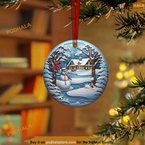 Snowman Ceramic Ornament, Family Christmas Ornaments