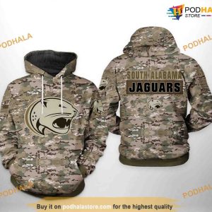 South Alabama Jaguars Camo Veteran NCAA 3D Hoodie, Sweatshirt, Shirt