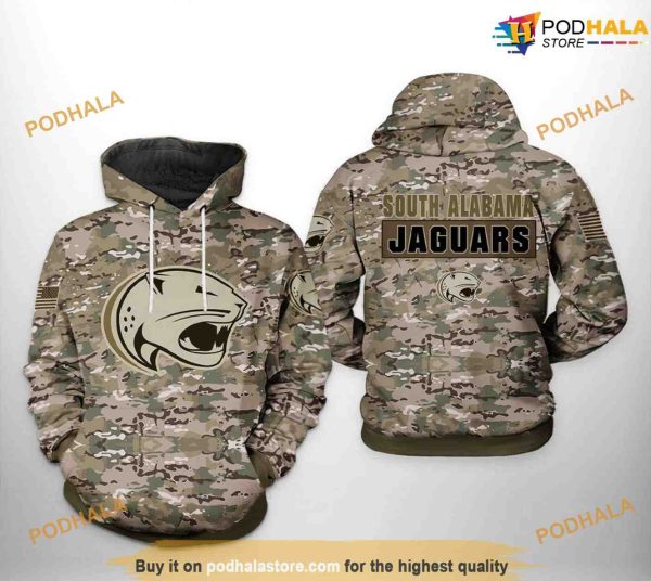South Alabama Jaguars Camo Veteran NCAA 3D Hoodie, Sweatshirt, Shirt
