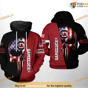 South Carolina Gamecocks US Flag Skull NCAA 3D Hoodie, Sweatshirt, Shirt