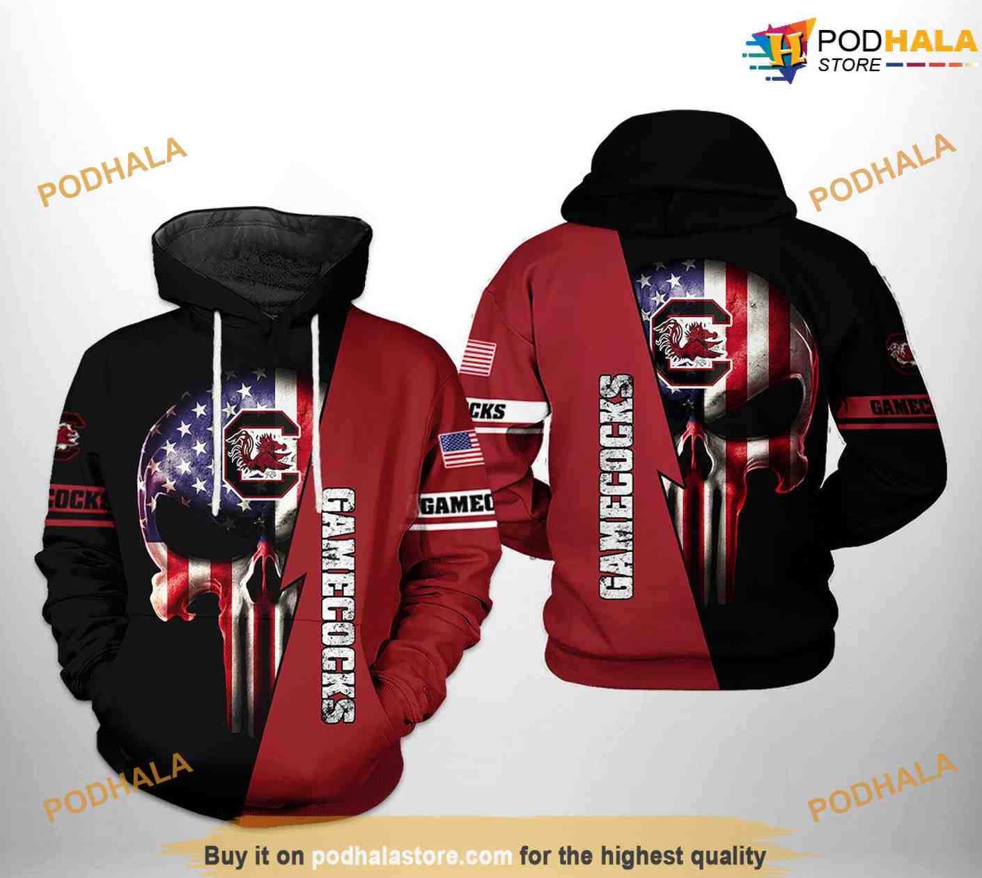 South Carolina Gamecocks US Flag Skull NCAA 3D Hoodie, Sweatshirt, Shirt South Carolina Gamecocks US Flag Skull NCAA 3D Hoodie, Sweatshirt, Shirt