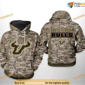 South Florida Bulls Camo Veteran NCAA 3D Hoodie, Sweatshirt, Shirt