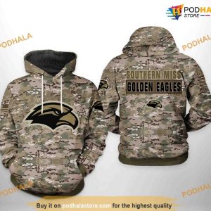Southern Miss Golden Eagles Camo Veteran NCAA 3D Hoodie, Sweatshirt, Shirt