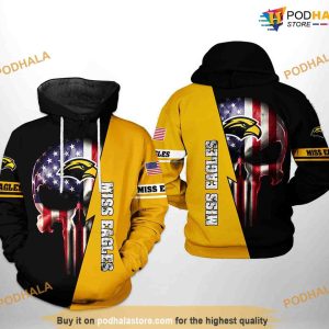 Southern Miss Golden Eagles US Flag Skull NCAA 3D Hoodie, Sweatshirt, Shirt