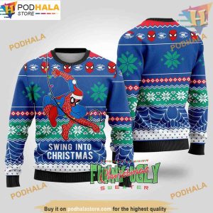 Spiderman Swing Into Christmas Sweater, Great Gift For Christmas