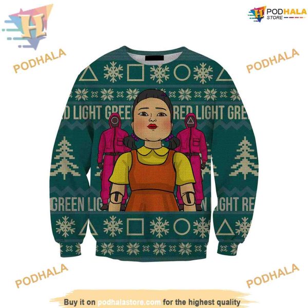 Squid Game Survival Game Show 3D Sweater, Cute Ugly Christmas Sweater