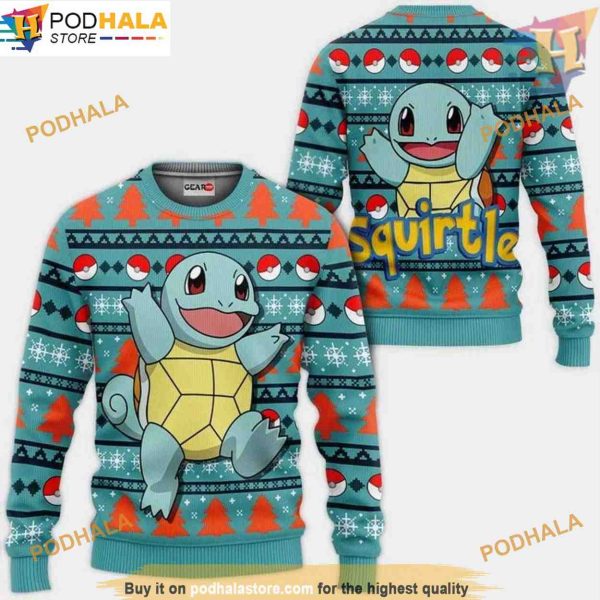 Squirtle Ugly Christmas 3D Sweater, Funny Xmas Gifts