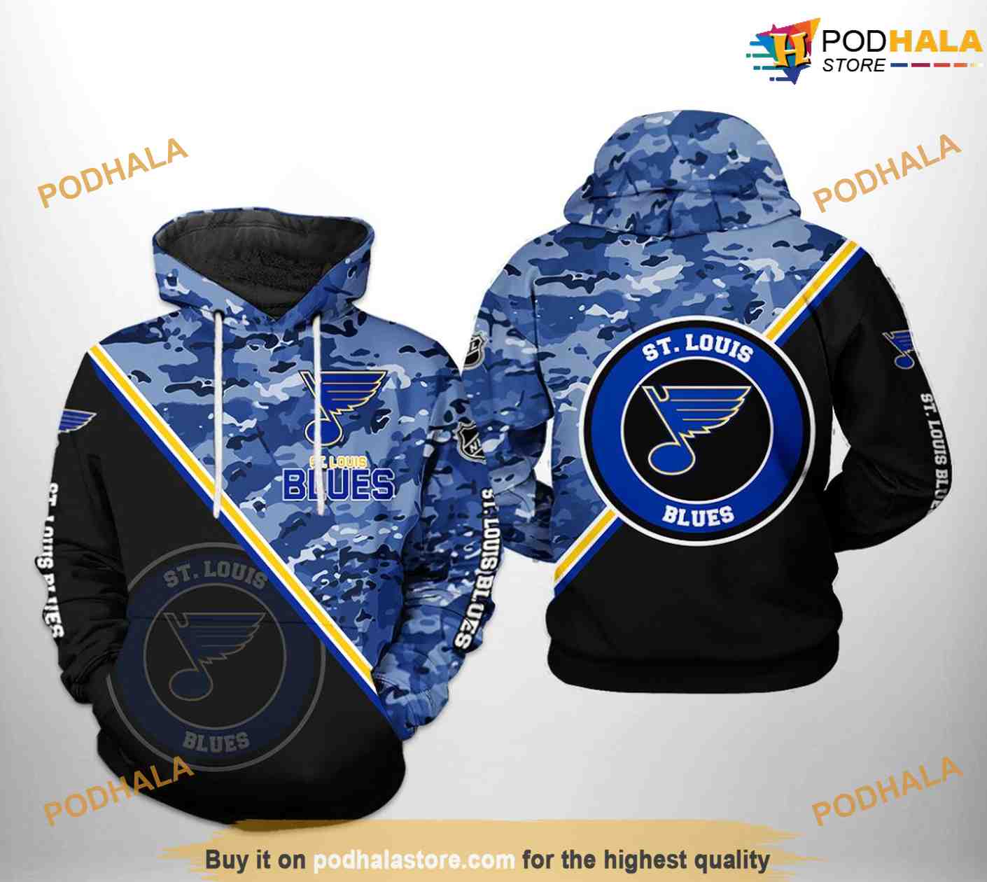 Custom St Louis Blues Camo Military Appreciation NHL Shirt Hoodie 3D -  Bring Your Ideas, Thoughts And Imaginations Into Reality Today
