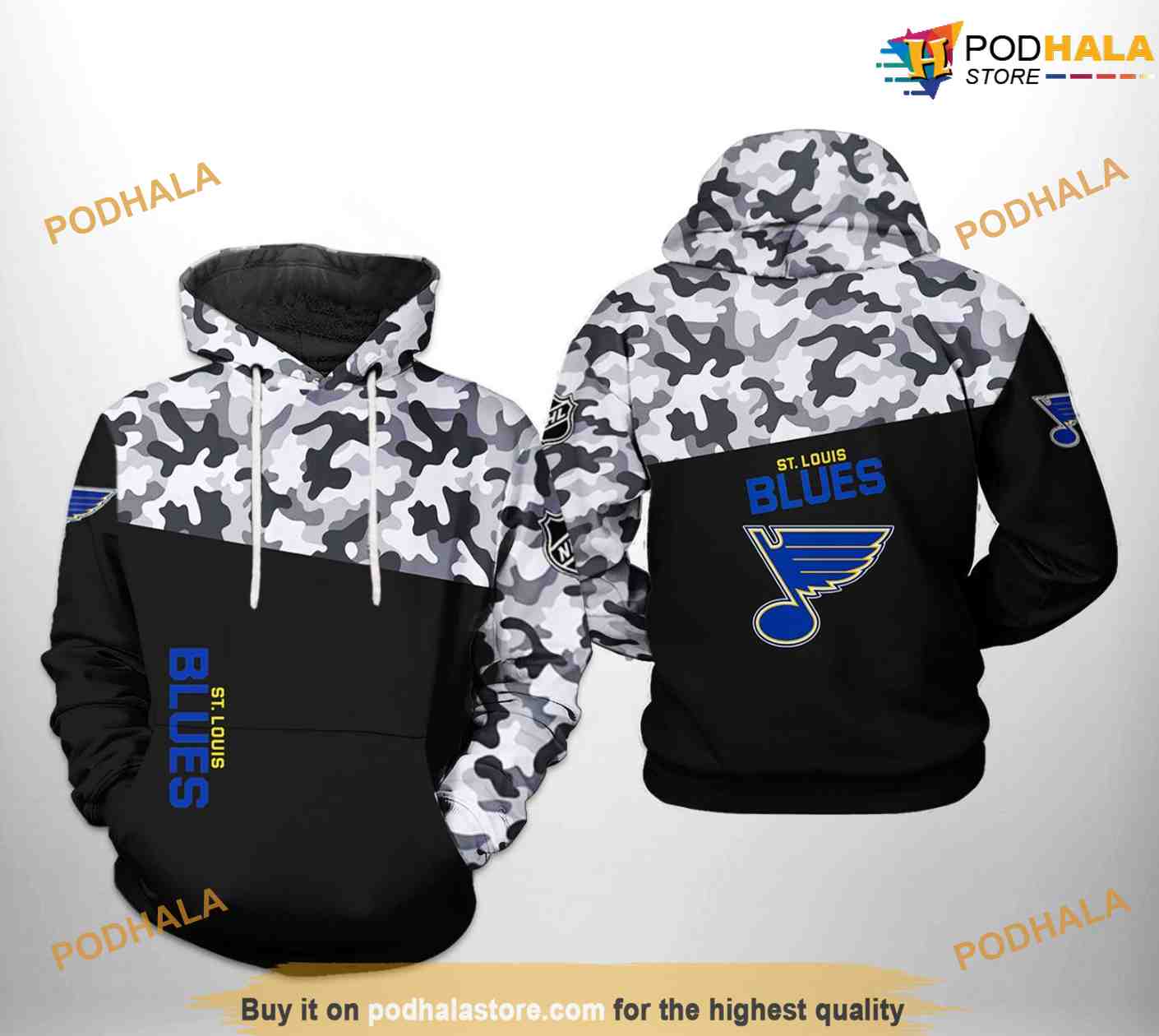 St. Louis Blues NHL Camo Team NHL Hoodie 3D - Bring Your Ideas, Thoughts  And Imaginations Into Reality Today