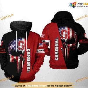 Stanford Cardinals US Flag Skull NCAA 3D Hoodie, Sweatshirt, Shirt