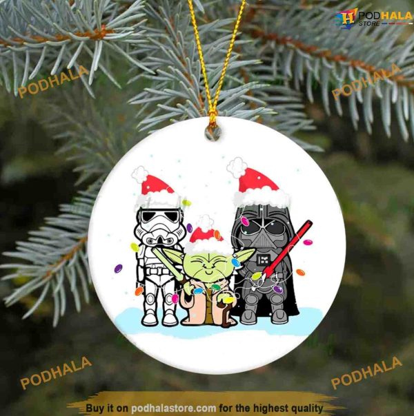 Star Wars Merry Christmas Ceramic Ornament, Baby Yoda & Darth Vader, Xmas Decor