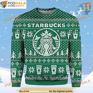 Starbucks Beer Drinking Christmas 3D Sweater, Funniest Ugly Christmas Sweater