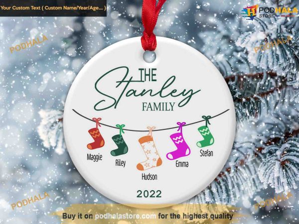 Stocking Name Ornament, Family Christmas Ornaments