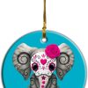 Sugar Skull Elephant Christmas Ornament, Funny Christmas Ornaments
