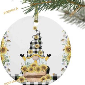 Sunflower Gnome Christmas Ornaments Custom Family Ornaments
