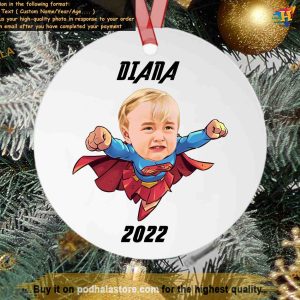 Superhero Family Portrait Ornament, Custom Photo Ornaments