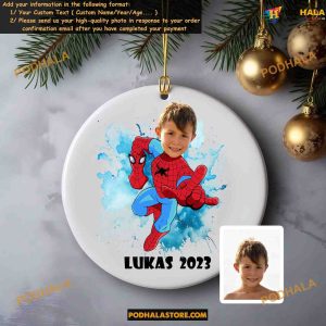 Superhero Personalized Ornament Custom Christmas, Boys' Spiderman iCy