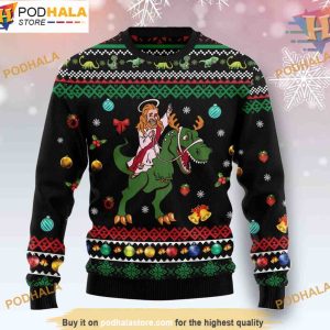 T Rex & Jesus Ugly Xmas 3D Sweater, Great Gift For Christmas