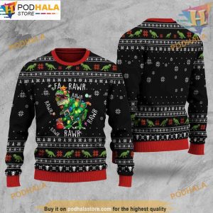 T-rex Rawr Ugly Christmas Sweater, Funniest Ugly Christmas Sweater