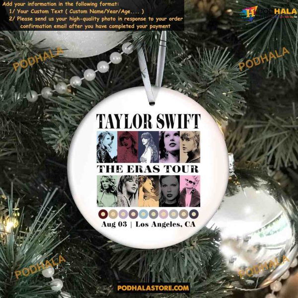 TS Eras Tour 2023 Ornament Taylor’s Christmas, Custom Photo Swiftie Ceramic