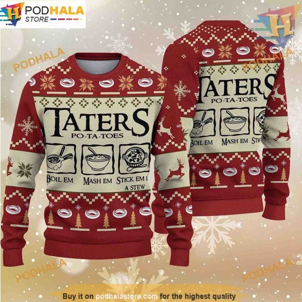 Taters LOTR Red Christmas 3D Sweater, Family Ugly Christmas Sweater