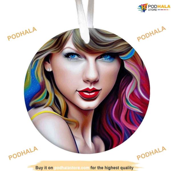 Taylor Circle Christmas Ornaments, Swift Eras Tour Design