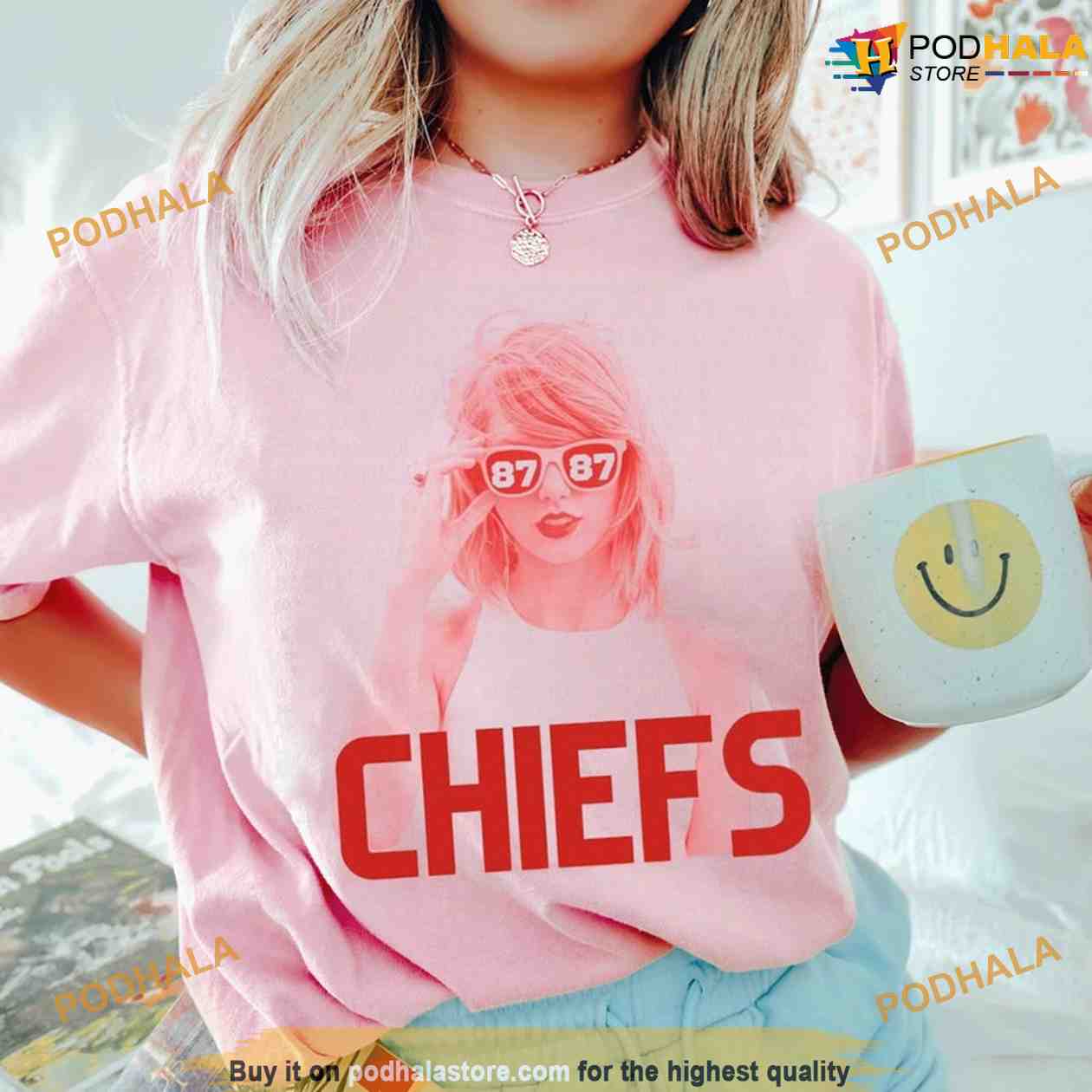 Girls Youth Patrick Mahomes Pink Kansas City Chiefs Fashion Fan Gear V-Neck  T-Shirt