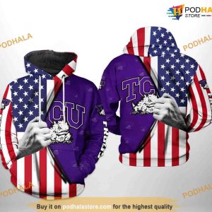 Tcu Horned Frogs US Flag NCAA 3D Hoodie, Sweatshirt, Shirt