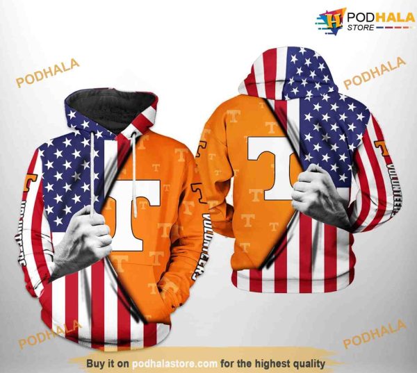 Tennessee Volunteers US Flag NCAA 3D Hoodie, Sweatshirt, Shirt