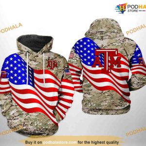 Texas A&M Aggies US Flag Camo Veteran NCAA 3D Hoodie, Sweatshirt, Shirt