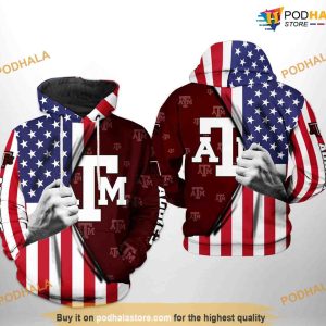 Texas A&M Aggies US Flag NCAA 3D Hoodie, Sweatshirt, Shirt