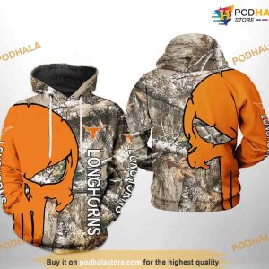 Texas Longhorns Camo Veteran Hunting NCAA 3D Hoodie, Sweatshirt, Shirt