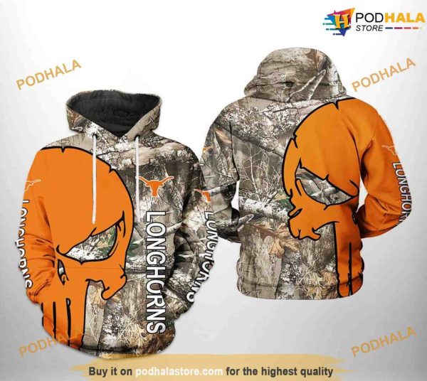 Texas Longhorns Camo Veteran Hunting NCAA 3D Hoodie, Sweatshirt, Shirt