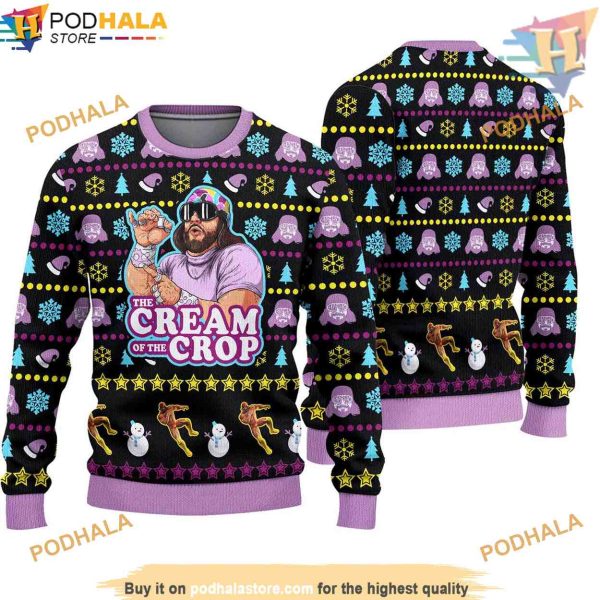 The Cream of the Macho Man Randy Savage Ugly Christmas 3D Sweater, Funny Xmas Gifts