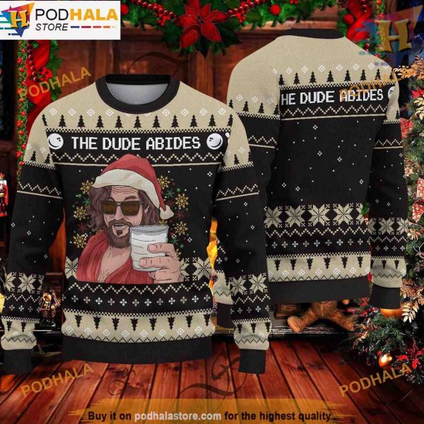 The Dude Abide Ugly Christmas Sweater, Funny Christmas Gift Ideas