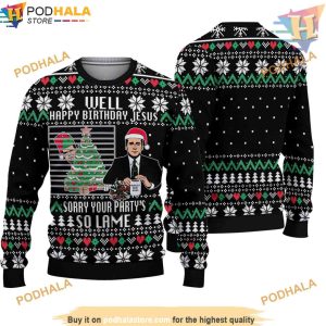 The Office Jesus Birthday Ugly Christmas 3D Sweater, Funny Xmas Sweater
