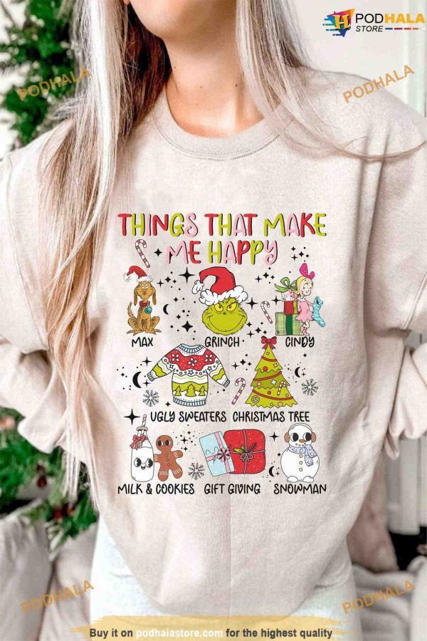 Things That Make Me Happy Retro Grinchmas Celebration Shirt, Grinch Christmas Sweatshirt