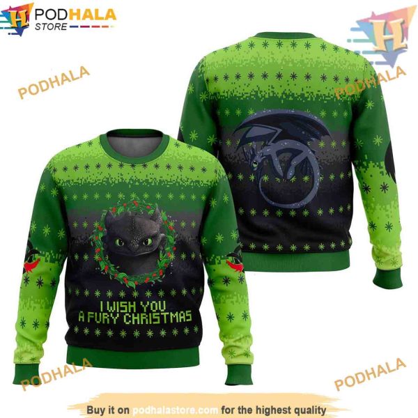 Toothless Fury Ugly Christmas Sweater, Funny Christmas Gift Ideas