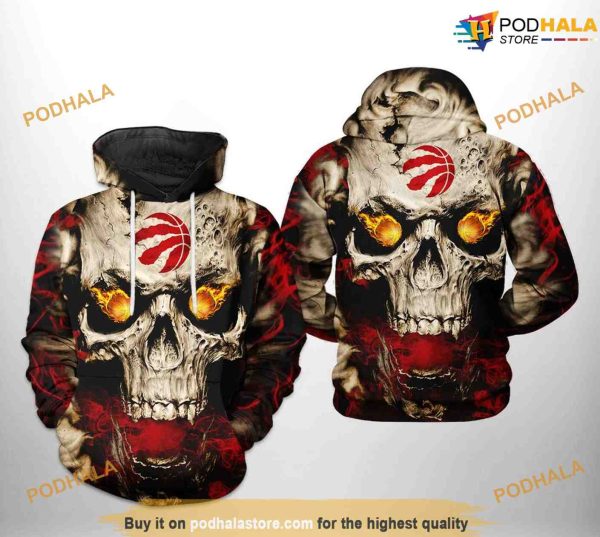 Toronto Raptors NBA Skull NBA Hoodie 3D